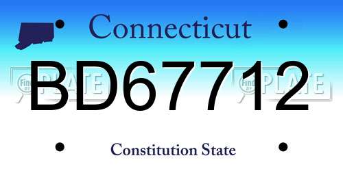 BD67712 Connecticut License Plate