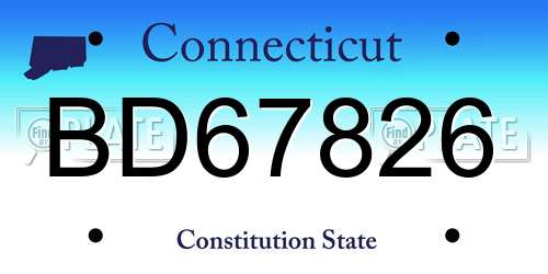 BD67826 Connecticut License Plate