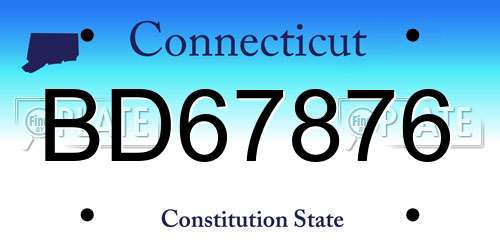 BD67876 Connecticut License Plate