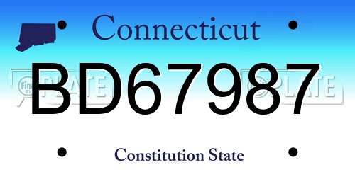 BD67987 Connecticut License Plate