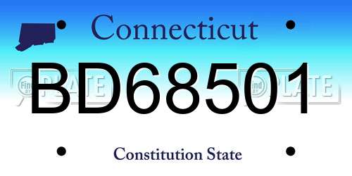 BD68501 Connecticut License Plate