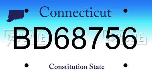 BD68756 Connecticut License Plate