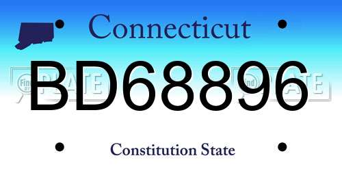 BD68896 Connecticut License Plate
