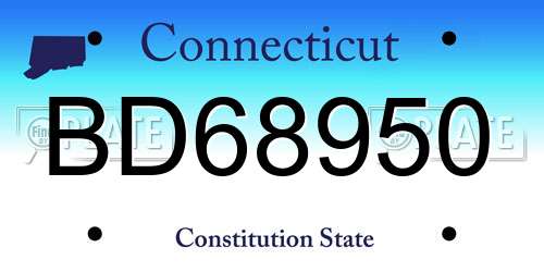 BD68950 Connecticut License Plate