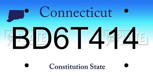 BD6T414 Connecticut License Plate