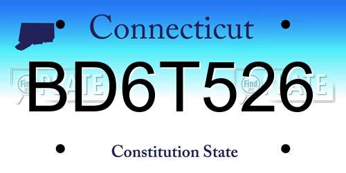 BD6T526 Connecticut License Plate