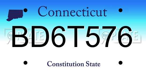 BD6T576 Connecticut License Plate