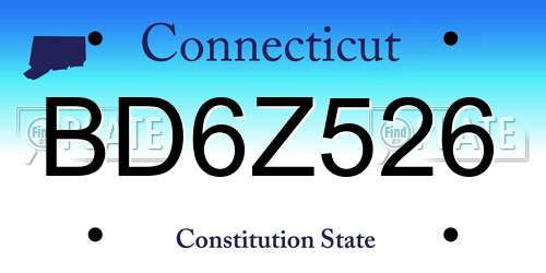 BD6Z526 Connecticut License Plate
