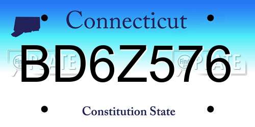BD6Z576 Connecticut License Plate