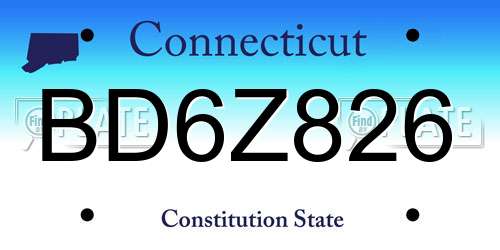 BD6Z826 Connecticut License Plate
