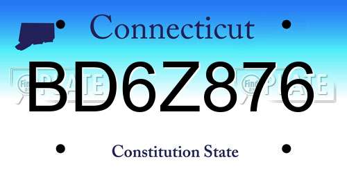BD6Z876 Connecticut License Plate