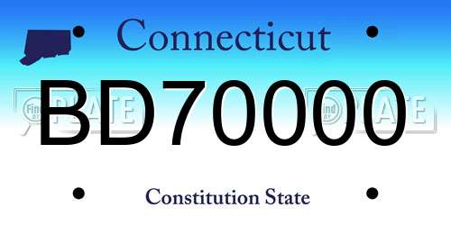 BD70000 Connecticut License Plate