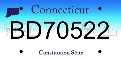 BD70522 Connecticut License Plate
