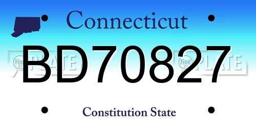 BD70827 Connecticut License Plate