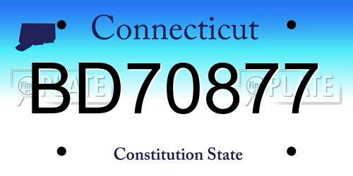 BD70877 Connecticut License Plate