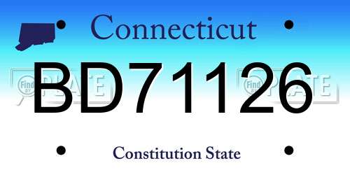 BD71126 Connecticut License Plate