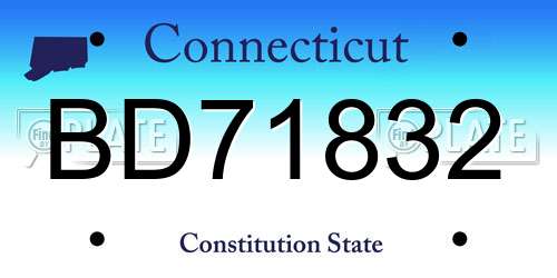 BD71832 Connecticut License Plate
