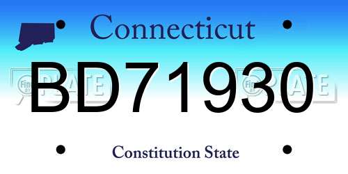 BD71930 Connecticut License Plate