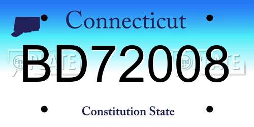 BD72008 Connecticut License Plate
