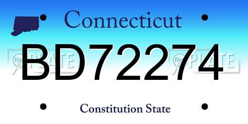 BD72274 Connecticut License Plate