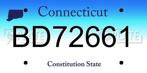 BD72661 Connecticut License Plate
