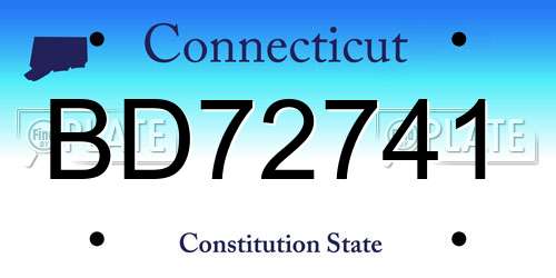 BD72741 Connecticut License Plate