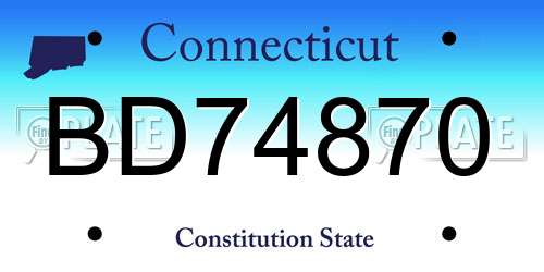 BD74870 Connecticut License Plate
