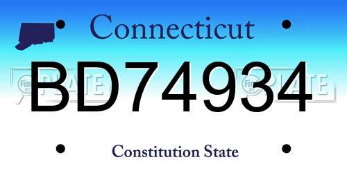 BD74934 Connecticut License Plate