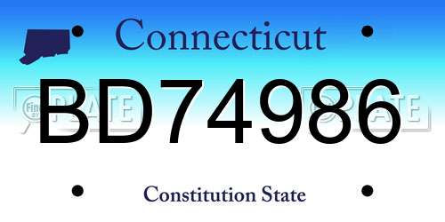 BD74986 Connecticut License Plate