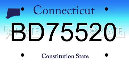 BD75520 Connecticut License Plate