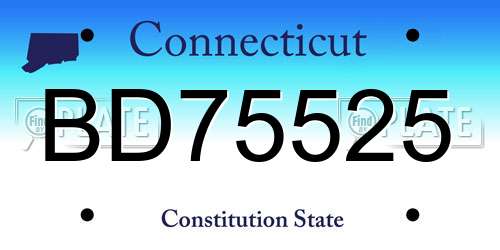 BD75525 Connecticut License Plate