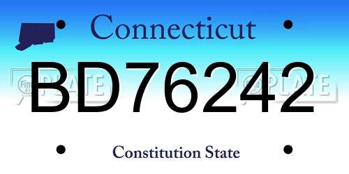 BD76242 Connecticut License Plate