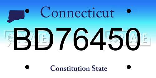BD76450 Connecticut License Plate