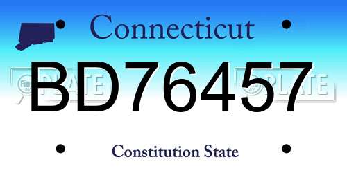 BD76457 Connecticut License Plate