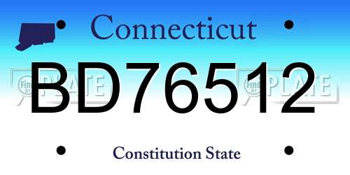 BD76512 Connecticut License Plate
