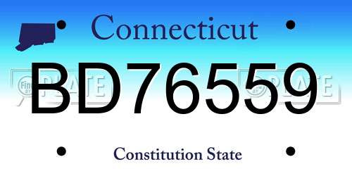 BD76559 Connecticut License Plate