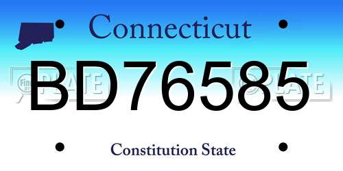 BD76585 Connecticut License Plate