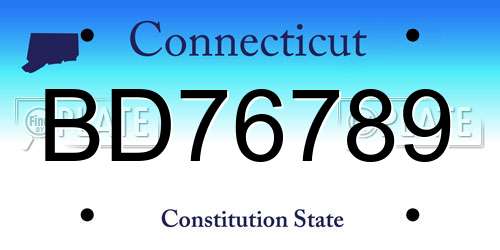 BD76789 Connecticut License Plate