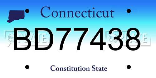 BD77438 Connecticut License Plate