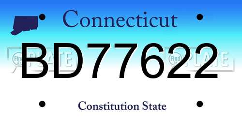 BD77622 Connecticut License Plate