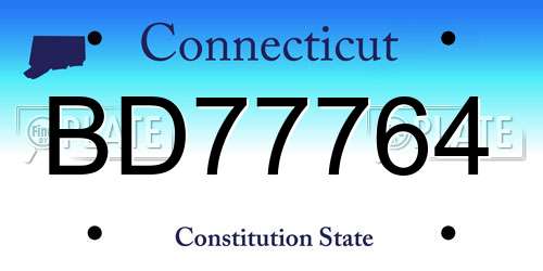 BD77764 Connecticut License Plate