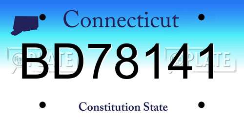 BD78141 Connecticut License Plate