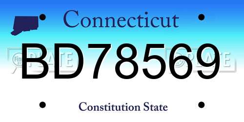 BD78569 Connecticut License Plate