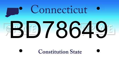 BD78649 Connecticut License Plate