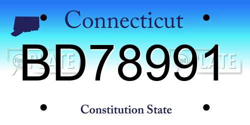 BD78991 Connecticut License Plate