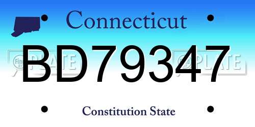 BD79347 Connecticut License Plate