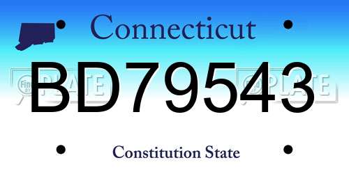 BD79543 Connecticut License Plate
