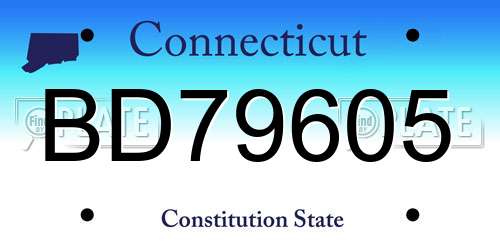 BD79605 Connecticut License Plate