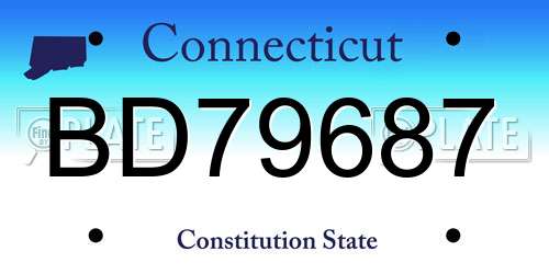 BD79687 Connecticut License Plate