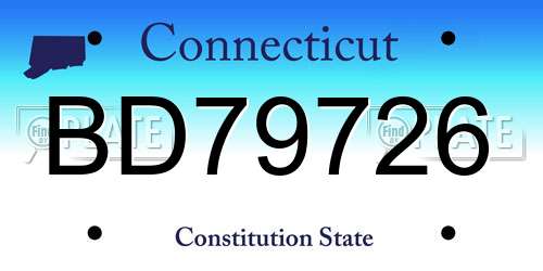 BD79726 Connecticut License Plate